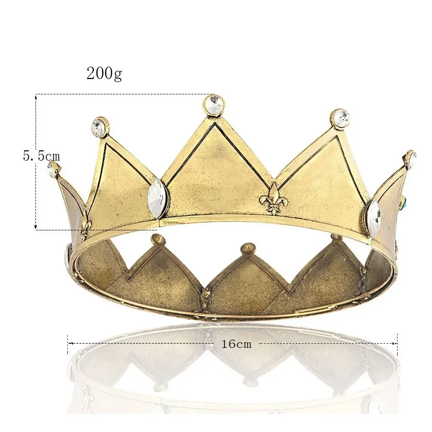 Baroque Royal King \'s Gold Plated Metal Crown Birthday Party Tiara