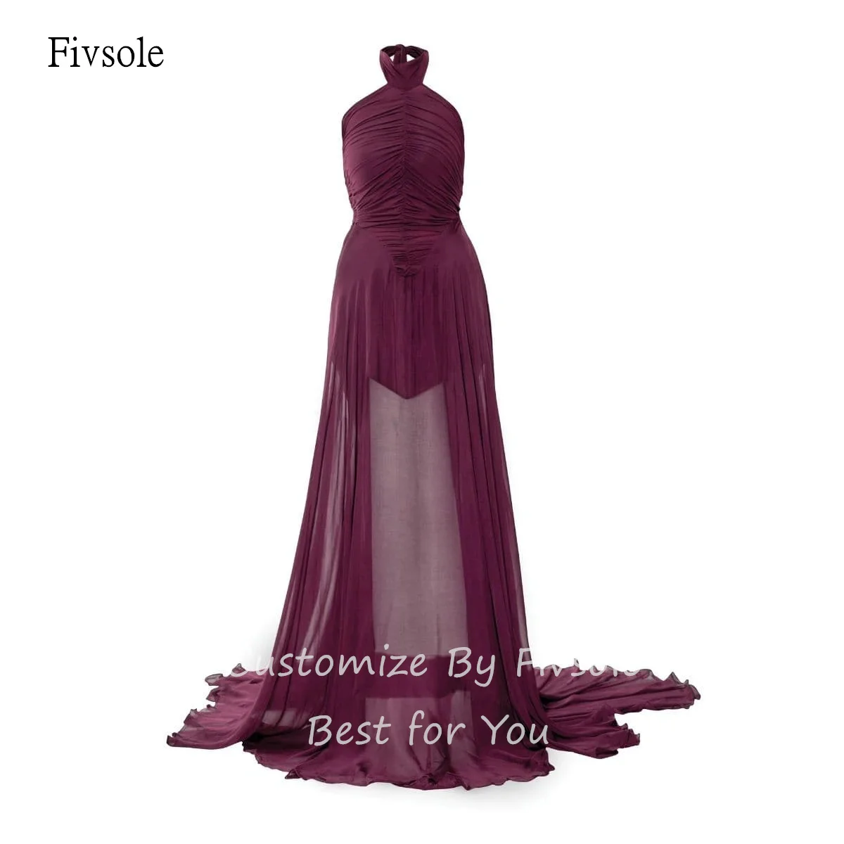 

Fivsole фиолетовое платье трапециевидной формы с лямкой на шее для выпускного вечера без рукавов плиссированное вечернее платье длиной до пола, вечернее платье, платья de festa по индивидуальному заказу
