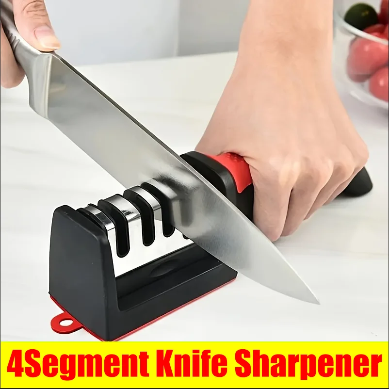 

Kitchen 4 Segment Knife Sharpener Household Port Multi-Functional Hand-Held Three-Purpose Non-slip Design Quick Sharpening Stone