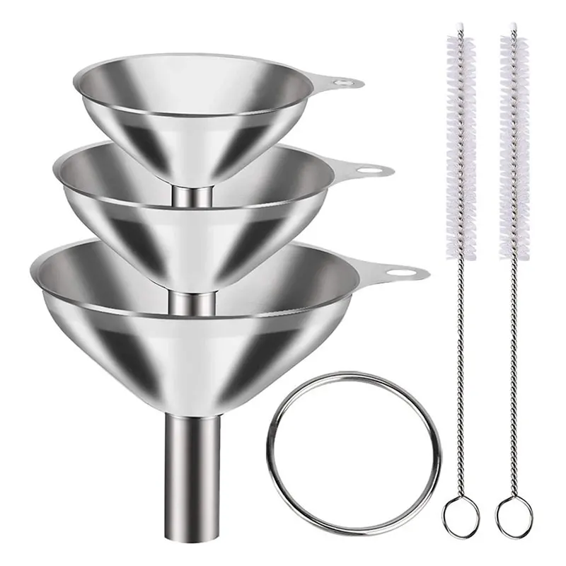 【xxx】5Pcs Metal Stainless Steel Funnel, Large Small Funnel Set Of 3, Food Grade Mini Funnels For Kitchen[S14]