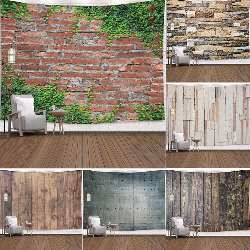 Home Decor Living Room Marble Tapestry Stone Floor Wood Grain Art Wall Covering Carpet Background