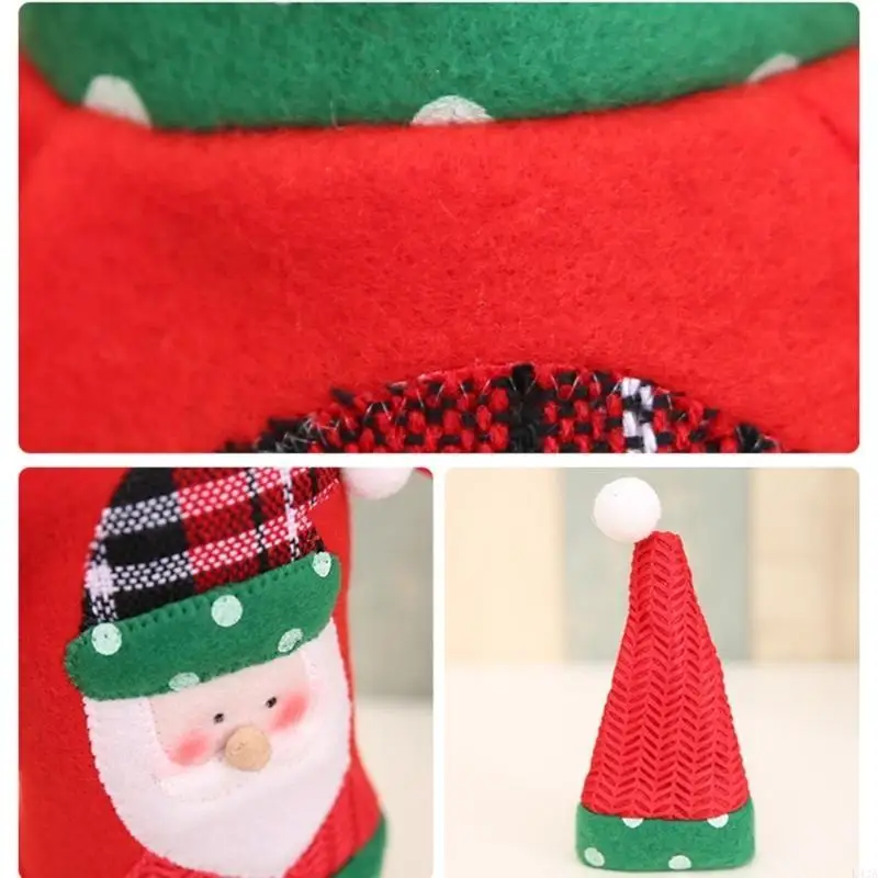 L43A Sweater Christmas Wine Bottle Cover Holiday Wine Bottle Sweater Cover with Hat Set for Xmas Party New Year Decorations