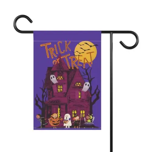 Haunted House Trick or Treat Halloween Garden Flag