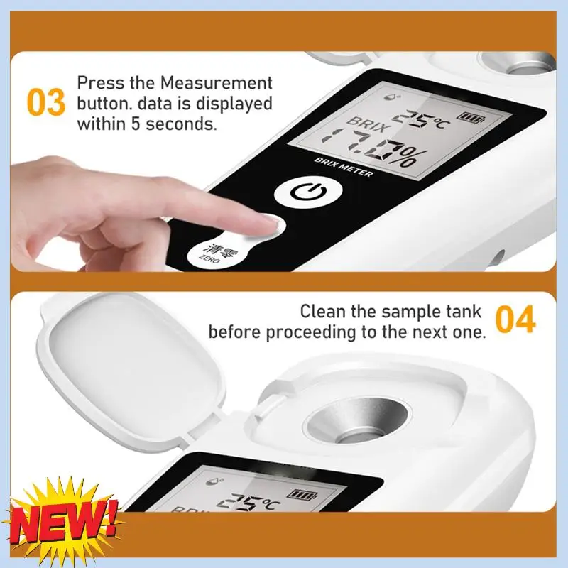 

AT14 Digital Brix Meter Rechargeable Sugar Saccharometry Meter For Measuring The Liquid Sugar Content Of Fruit Drink Honey