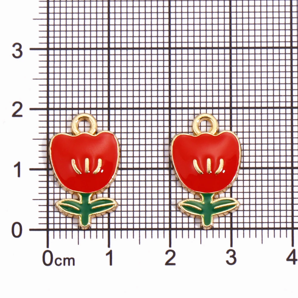 10 Stück 4 Farben Rose Blumen Emaille Charm Anhänger für Schmuckherstellung Diy Zubehör Süße romantische Halskette Ohrringe Schmuck Geschenk – Detail 1