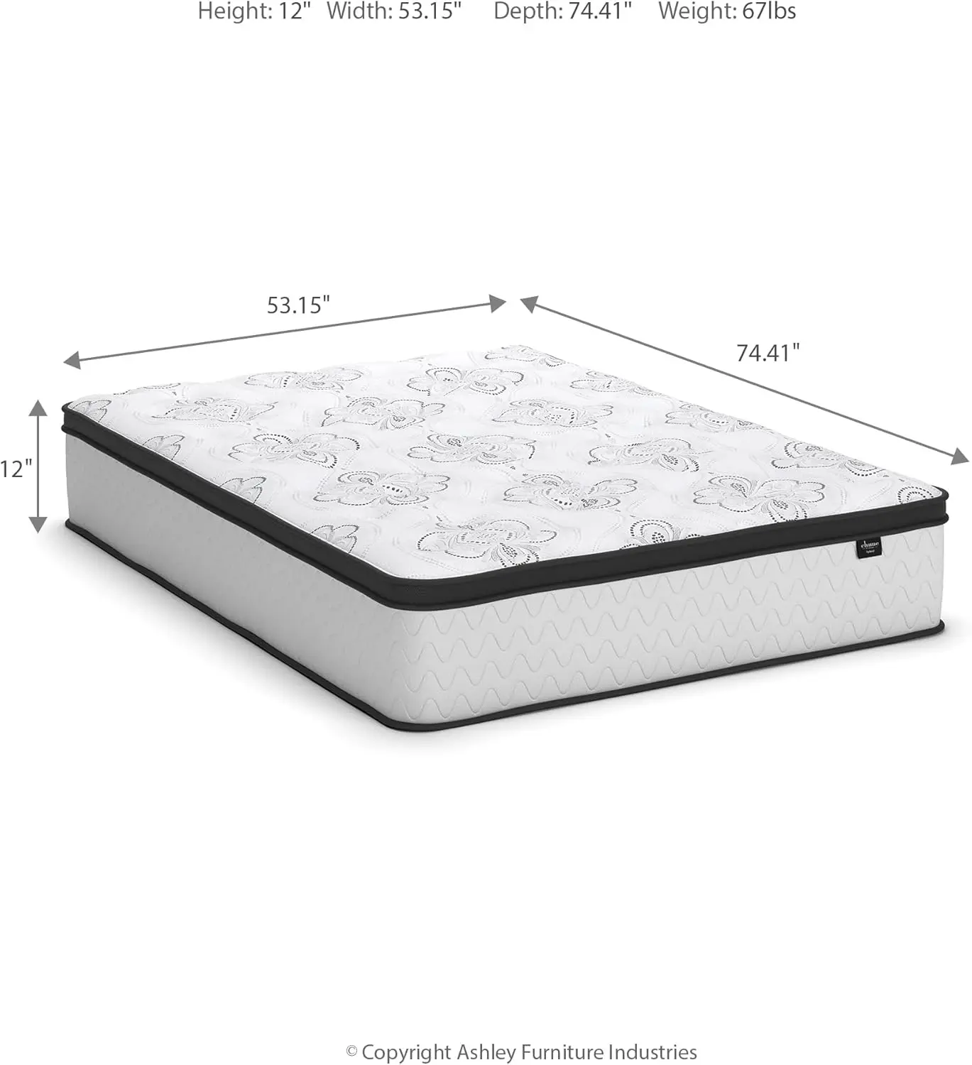 Design by Ashley Full Size Chime 12 Inch Medium Firm Hybrid Mattress with Cooling Gel Memory Foam for Pressure Relief