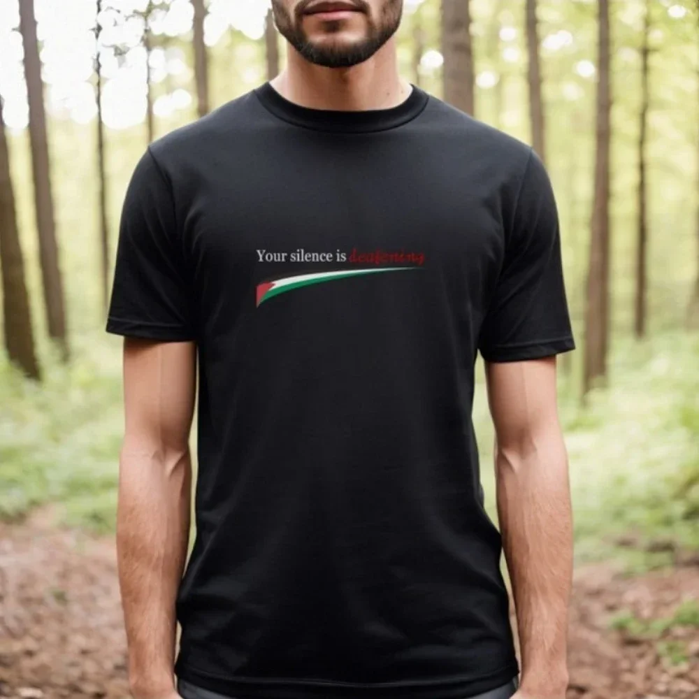 Pro Palestine Tee Shirt Quote T-shirt Unisex Palestine T Shirt, Freedom Tee Shirt Silence Quote Palestine Flag Men T Shirt