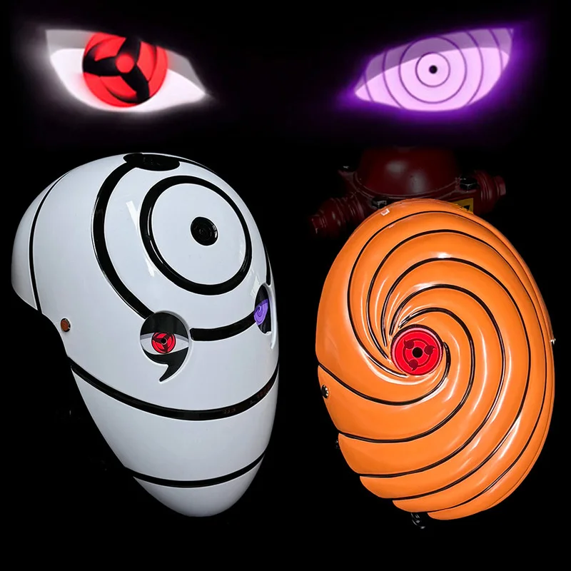 Máscara brillante de Naruto Uchiha Bandai Spot Fei Sharingan máscara blanca cara completa juego de rol Cos