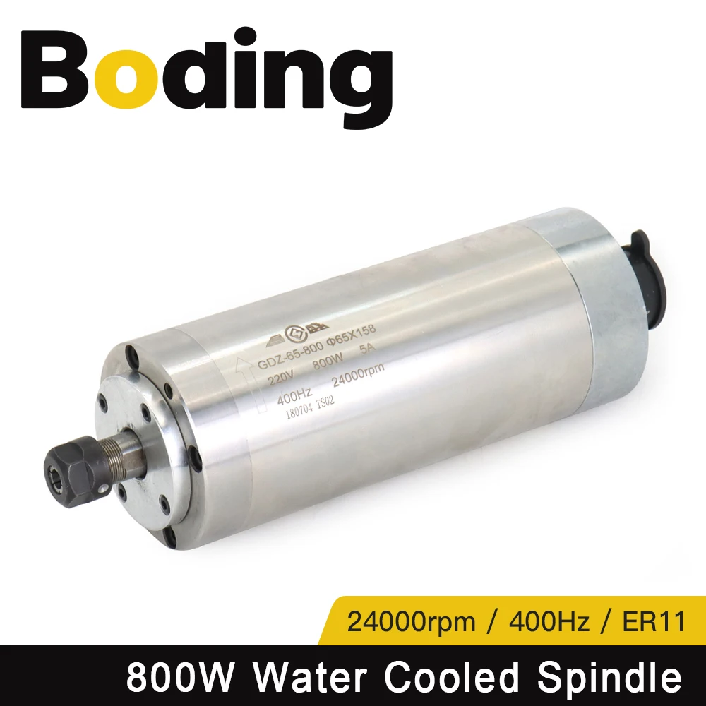 

BODING 800W CNC Router Spindle Motor 220V 5A Water Cooling Spindle GDZ-65-800 ER11 24000rpm for CNC Wood Router Machine