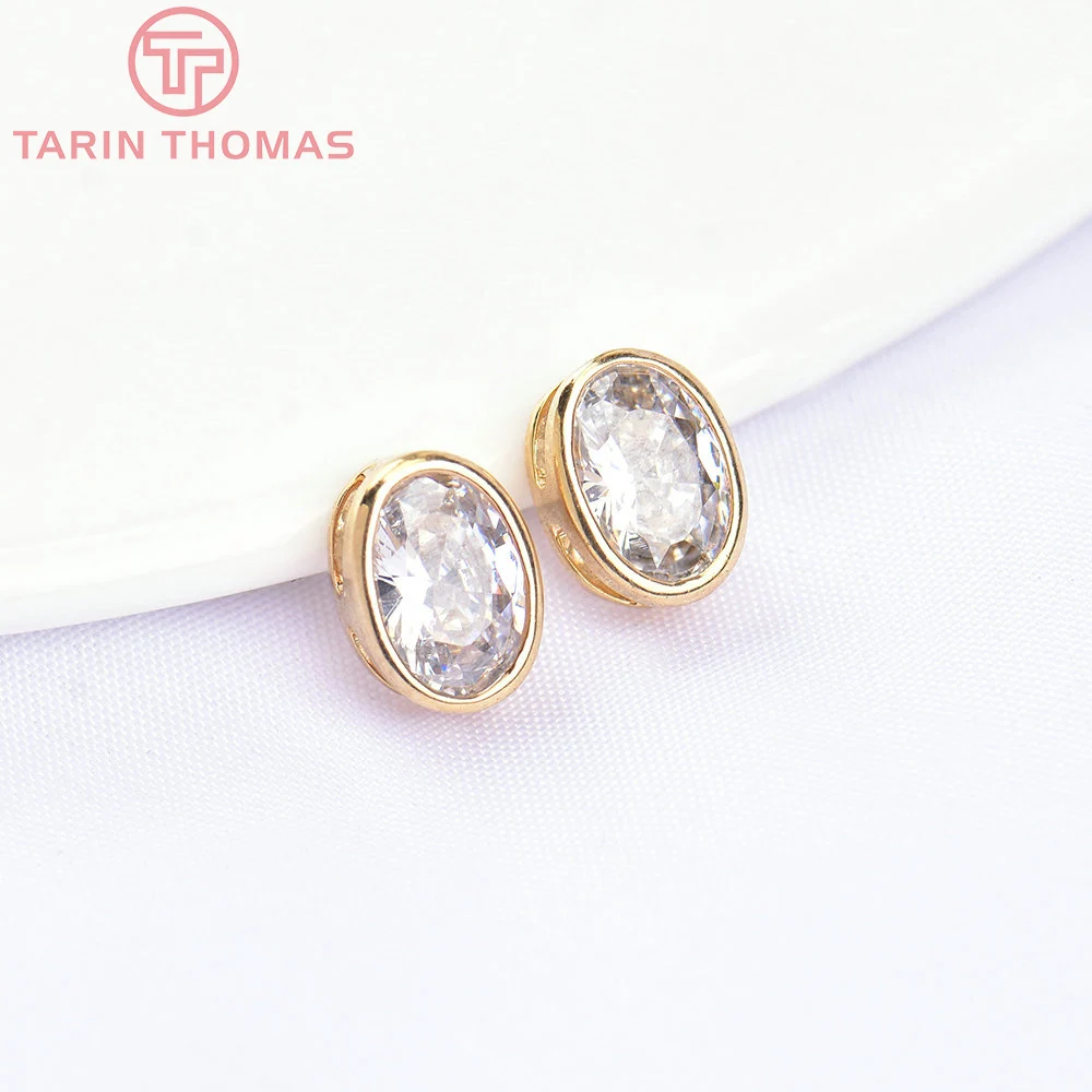 حبات سوار النحاس مع الزركون ، الخرز فاصل البيضاوي ، 24K لون الذهب ، عالية الجودة ، لتقوم بها بنفسك اكسسوارات المجوهرات ، الجملة ، 5628 ، 7x9mm