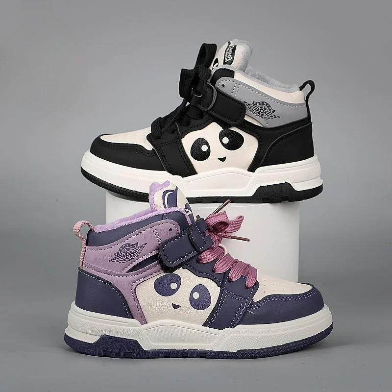 Children Panda Shoe Casual Sneaker for Boy Kid Shoe for Girl Board Shoe Plush Shoe Anti-Slippery High Top Shoe Tenis De Mujerr