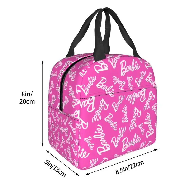 Custom Barbie Lunch Bag Leakproof Thermal Cooler Insulated Bento Box Women Kids Work School Beach Camping Travel Food Tote Bags