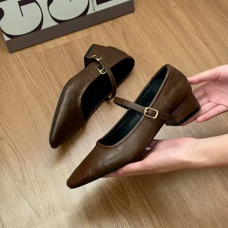 

women's slip-on flats square toe elegant ladies slim daily shoes for woman 2025 autumn