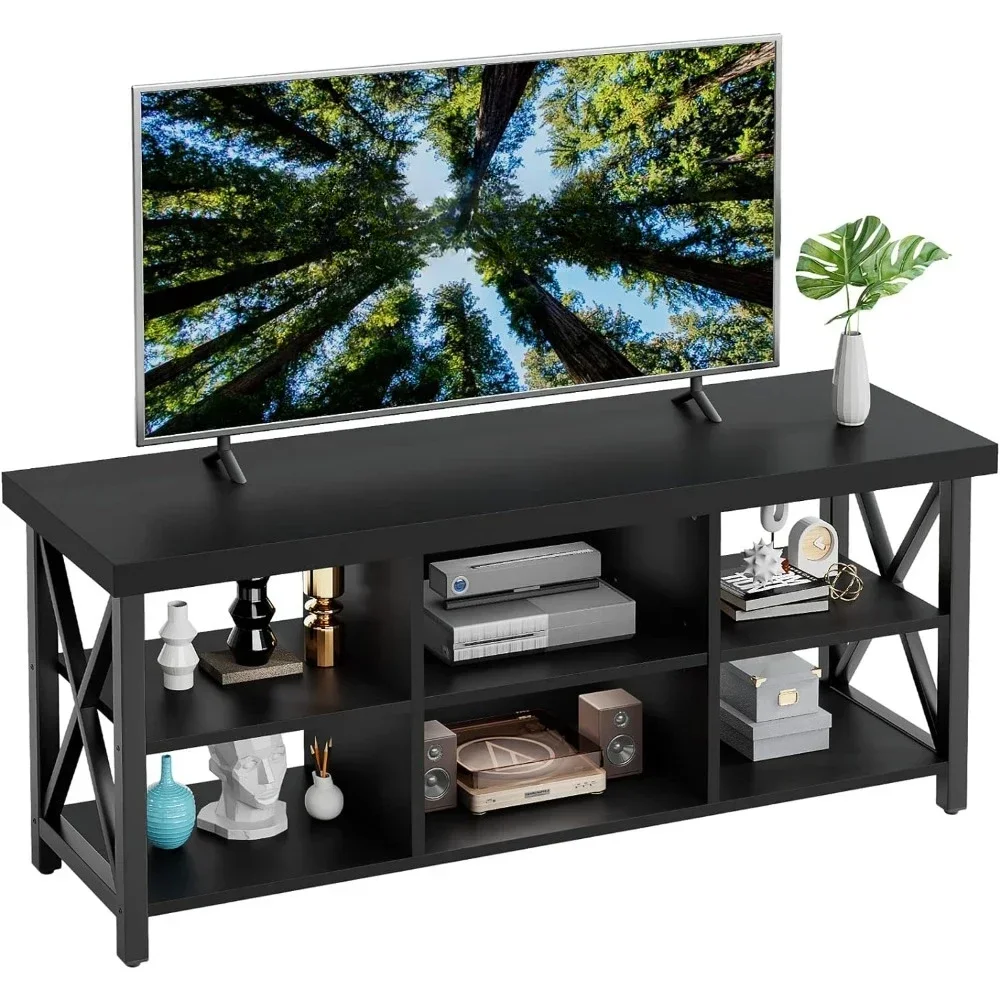 55-inch Television Stands Console Table,TV Stand for up to 65 inches Entertainment Center with 6 Storage Cabinet for Living Room