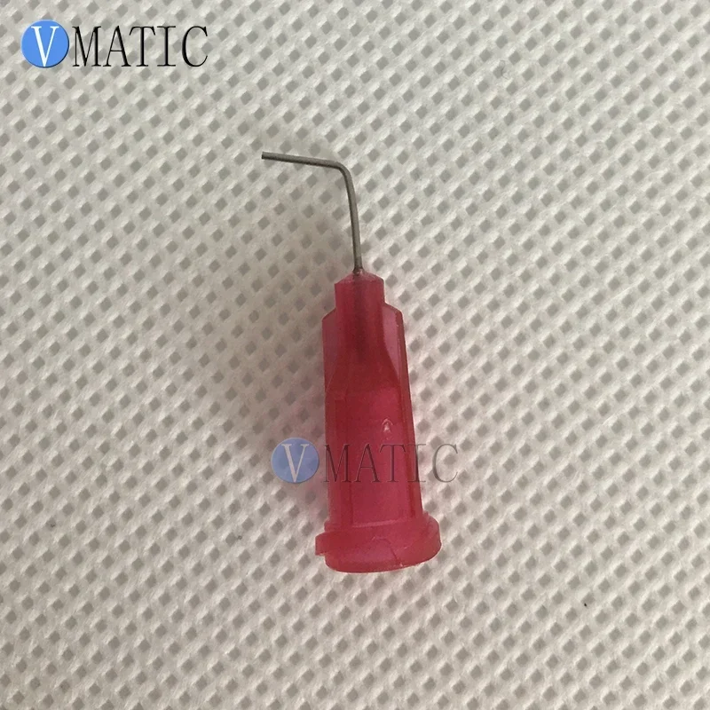 Free Shipping 100Pcs 25G Red 0.5'' Tubing 90 Degree Bent Dispenser Glue Needle 1/2 Inch