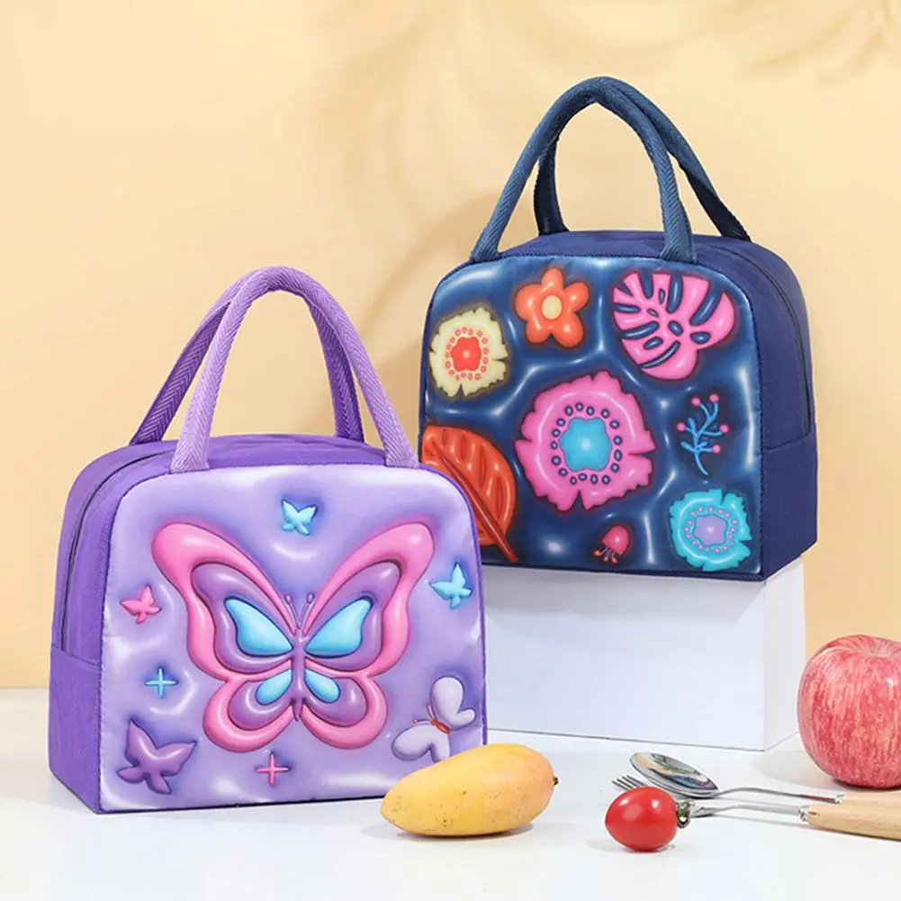 

3D Cartoon Lunch Box Insulation Pack Cute Pet Bento Bag Children School Carry Lunch Bags Aluminum Foil Thickened