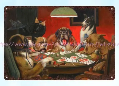 1906 A Waterloo DOGS PLAYING POKER by Cassius Marcellus Coolidge metal tin sign