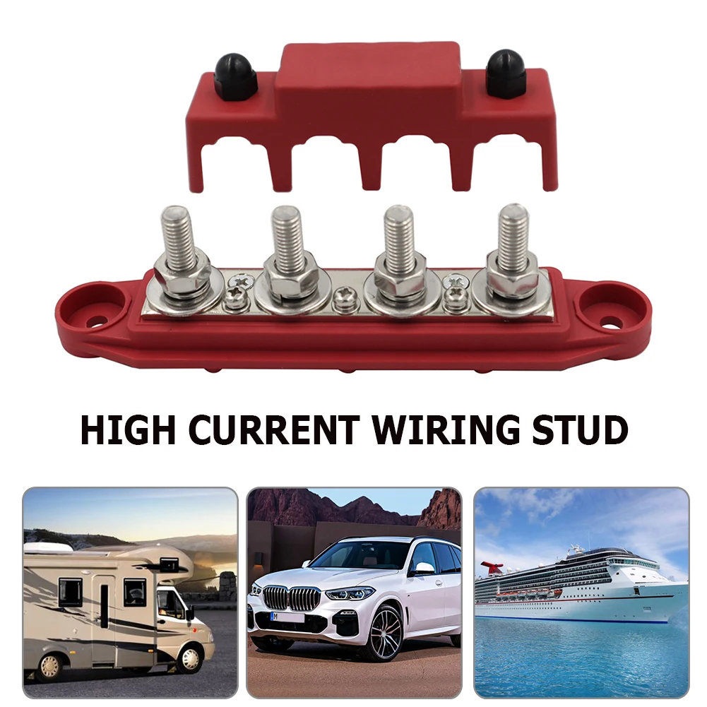 4 Post Power Distribution Block Terminal Screw Bus Bar M8 M10 High Current Wiring Stud Battery Junction Block for RV Ship Car