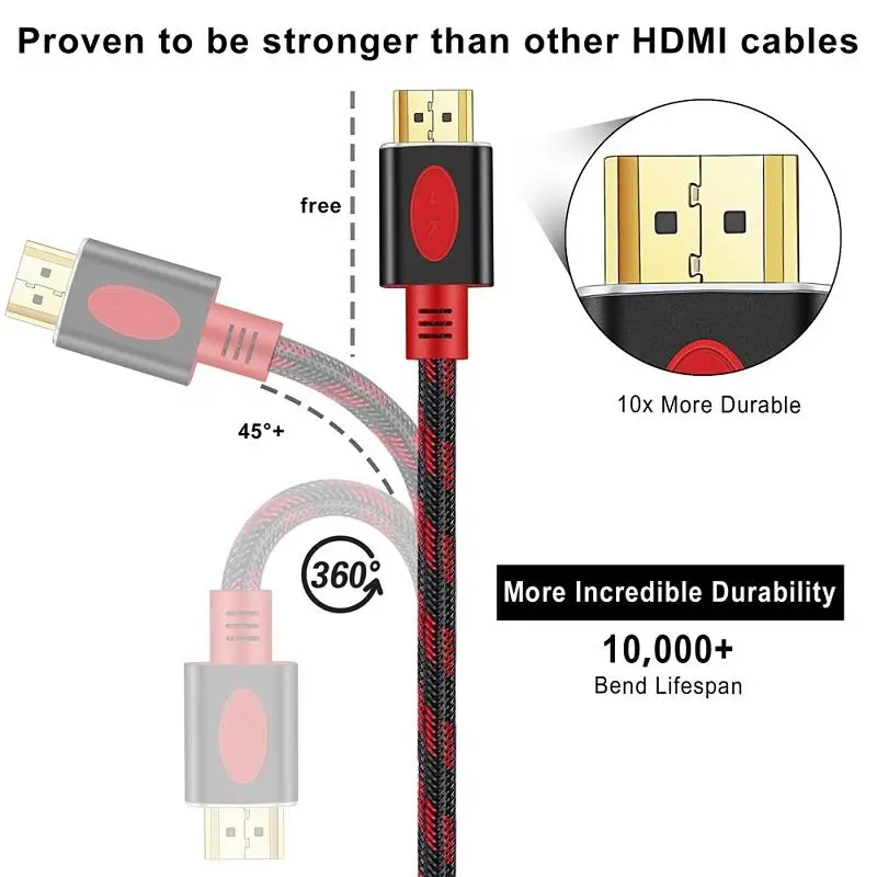 Shuliancable HDMI Cable 2.0 4K HDR for Splitter Extender Adapter Laptop TV LCD Laptop PS3/4 Projector Computer