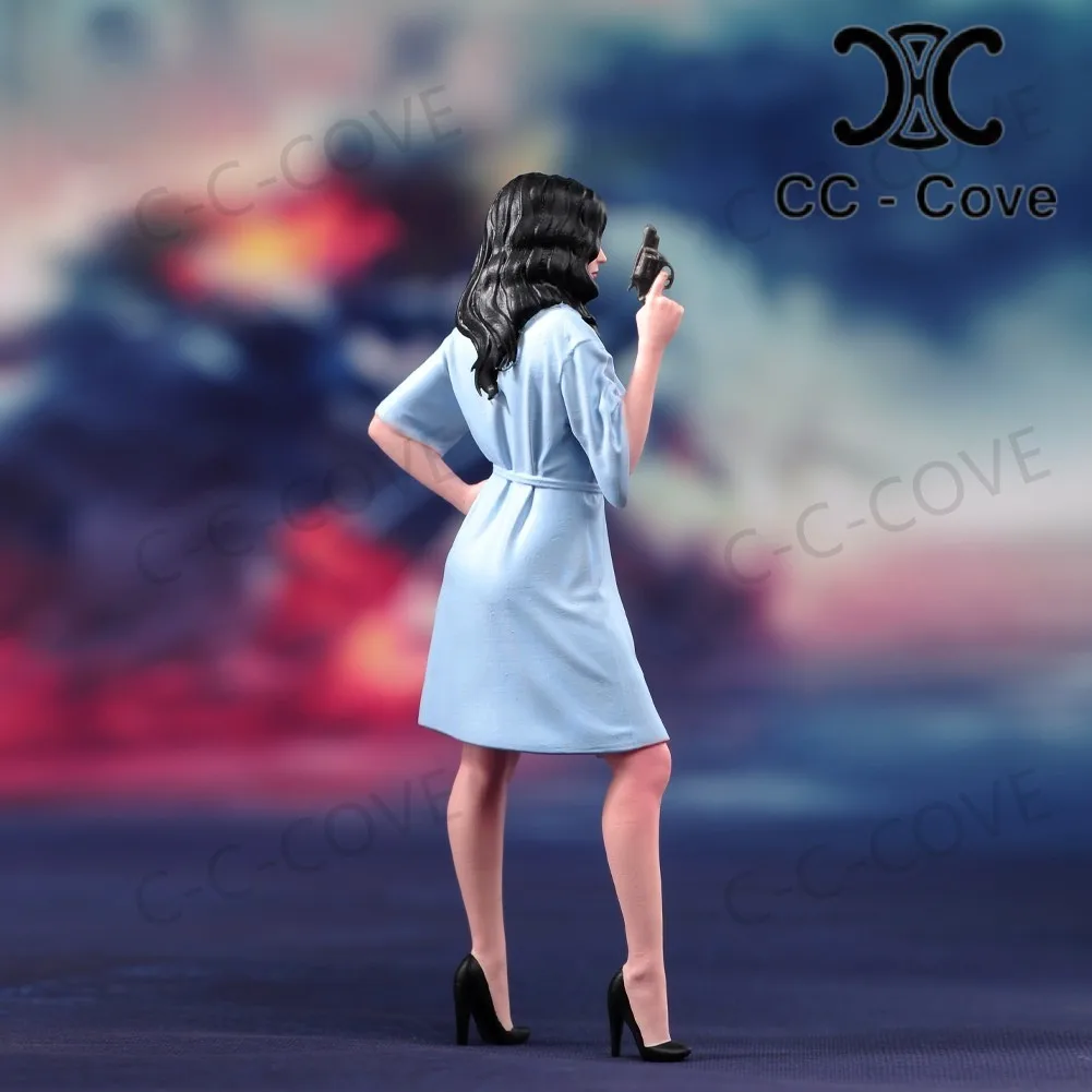 Miniaturas pintadas finas 1/18 1/24 uma garota sexy vestindo pijamas com decote em v profundo figura modelo brinquedos presente surpresa vista decoração