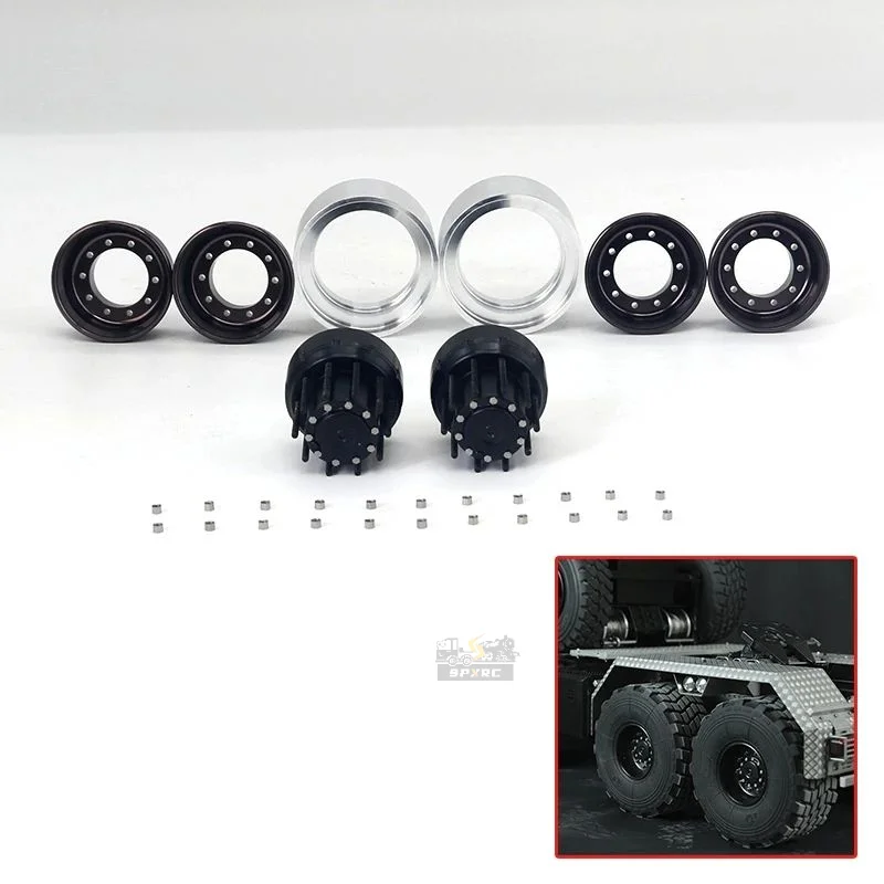 Jdm 1Pair Metal Rear Double Wheel Hub Spare Parts 1/14 For Tamiya  Lesu Scania Man Actros Volvo Car Rc Truck Trailer