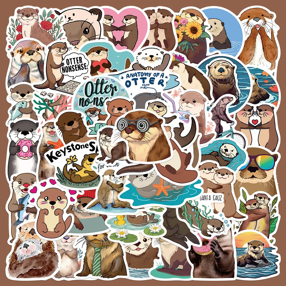 

50pcs Creative Cartoon Style Cute Otter Series Graffiti Stickers Suitable For Helmet Desktop Wall Decoration DIY Stickers