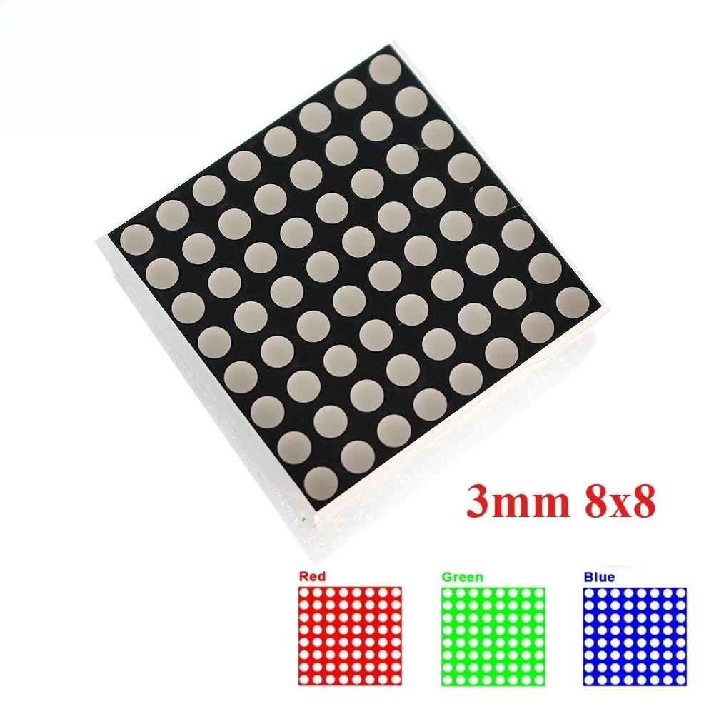 1PCS 3mm 8*8 Led Display Common Cathode Dot Matrix Module MAX7219 Red Blue Green 1088AS Displays Board