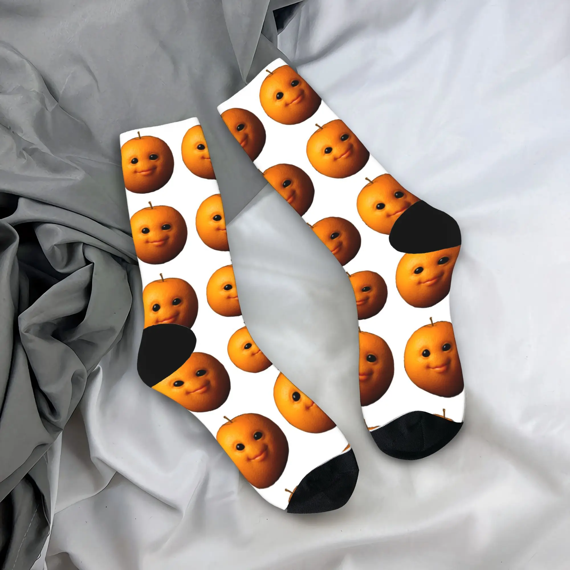 Engraçado bobo ai laranja gen z meme brainrotor humor meias adultos homens meias macias esportes ao ar livre anti skid design meias presente