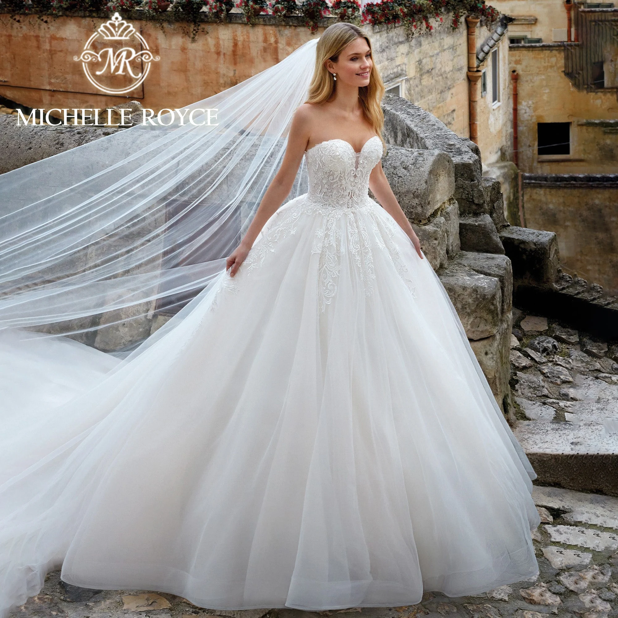 

Michelle Royce Ball Gown Wedding Dresses For Woman 2024 Sweetheart Embroidered Organza Exquisite Wedding Gown Vestidos De Novia