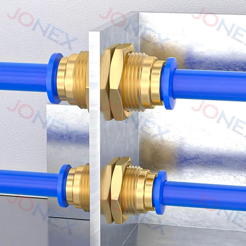 5PCS Pneumatic Fittings Connectors Brass Straight Bulkhead Quick Release Push In Connection For Air Hose Tube 4mm 6mm 8mm 10mm
