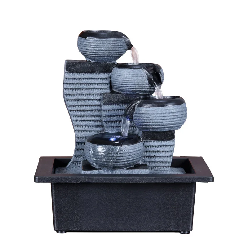 Harz Steingarten Indoor Brunnen Wasserfall Feng Shui Desktop Wasserlandschaft Luftbefeuchter Büro Tisch Ornamente Handwerk Wohnkultur