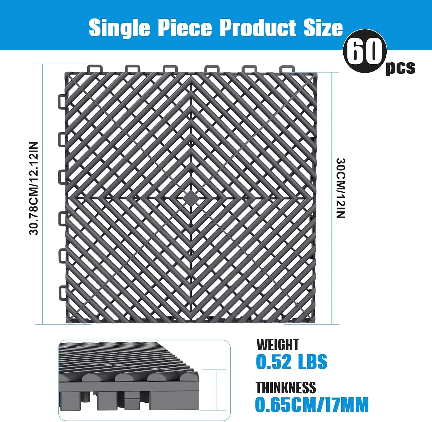 60-Pcs Interlocking Tile, 12