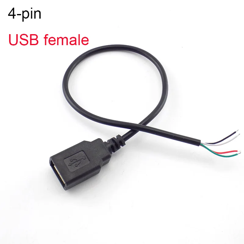 USB موصل ذكر أنثى كابل 4 دبوس سلك كابل بيانات تمديد الحبل 2 دبوس امدادات الطاقة DIY بها بنفسك 5 فولت محول شحن 0.3 متر 1 متر 2 متر