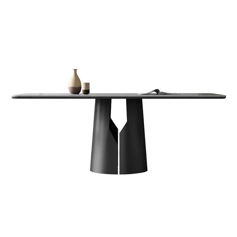 

Modern simple rectangular Italian style, minimalist small apartment gray, matte slate meal