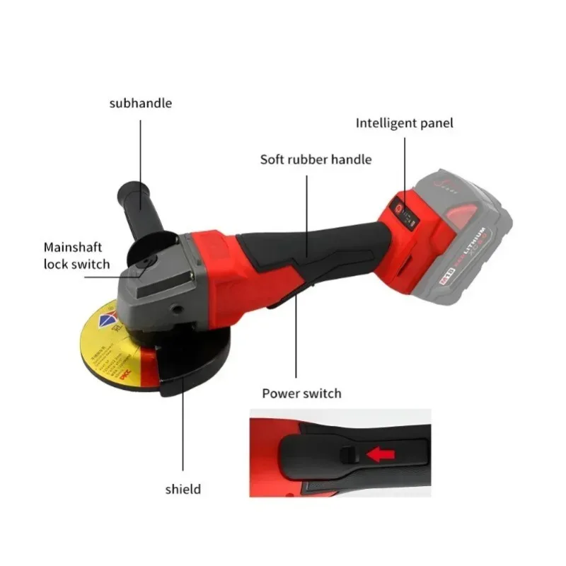 Fit for Milwaukee 18V Battery Brushless Angle Grinder 3 Gears 100/125mm Electric Cordless Polishing Cutting Machine M14