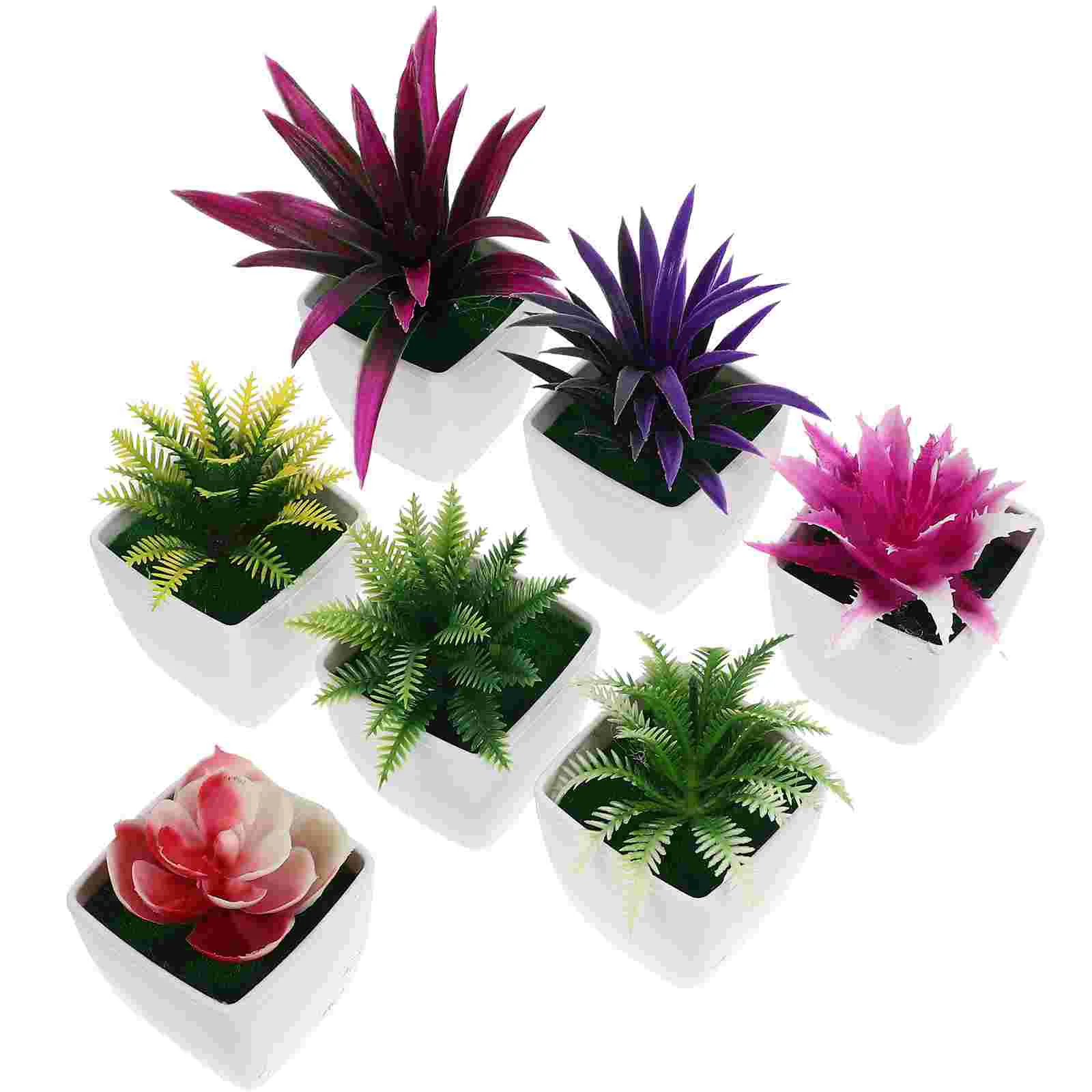 

7 Pcs Fake Plants Small Mini Indoor Faux Pots Artificial Potted Simulated Miniature Flowerpot