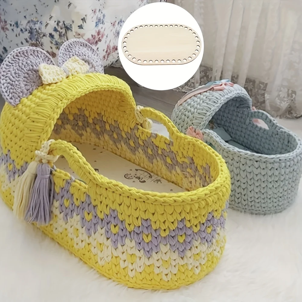 나무 크로셰 바구니 바닥, 타원형, 나무 가방 바닥 3개 세트, DIY 직조, 크로셰 공예 및 가정 장식 용품에 적합
