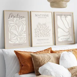 Set of 3 Bohemian Neutral Beige Matisse Canvas Wall Art Prints, Gray Beige Sage Matisse Prints, Minimalist Matisse Posters, Floral Wall Art, Art Gifts for Bedroom, Living Room, Hallway, Wall Art, Wall Decoration, Winter Decor, Room Decor, Unframed