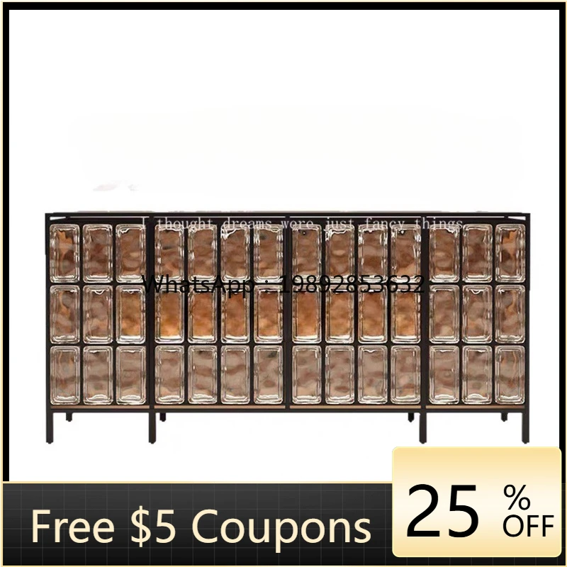 

W2 Italian minimalist premium crystal glass brick dining side cabinet household antique locker