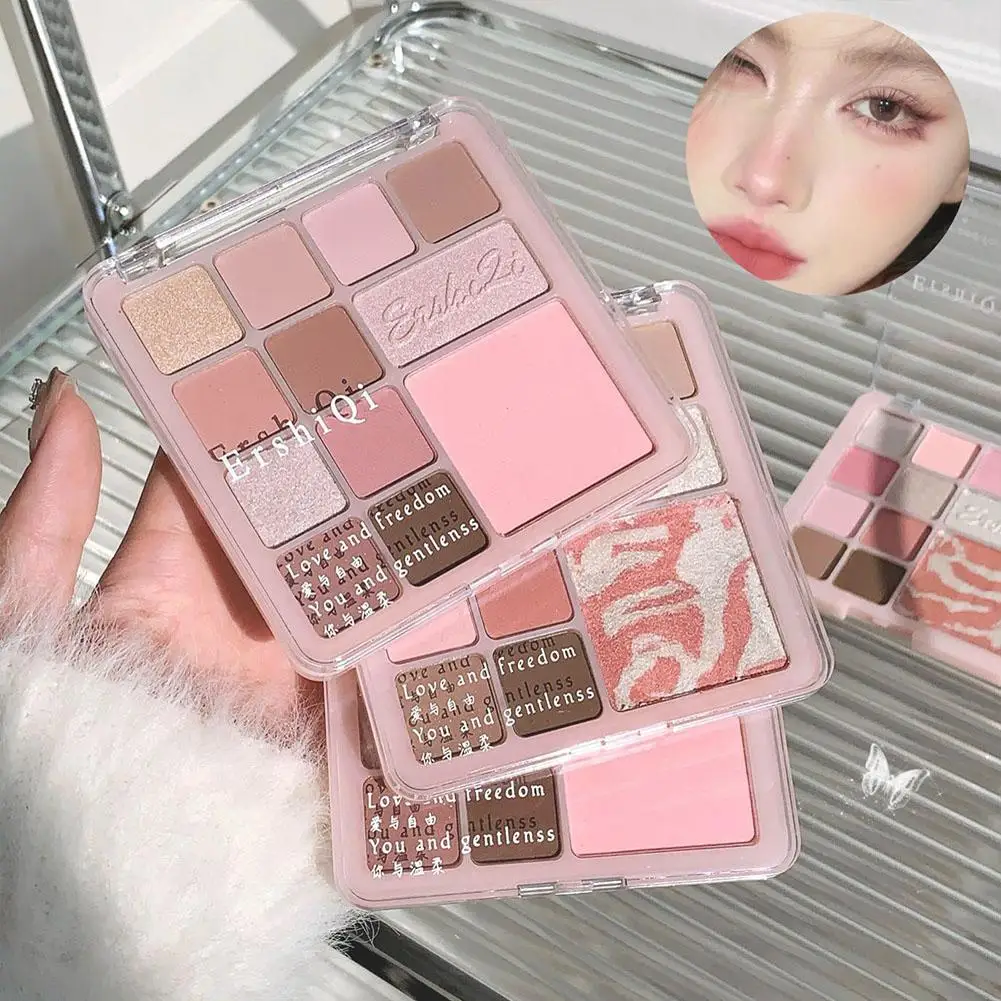 Palette de maquillage coréenne tout-en-un pour le visage, fard à paupières mat, scintillant, scintillant, fard à joues liquide lissant et surligneur