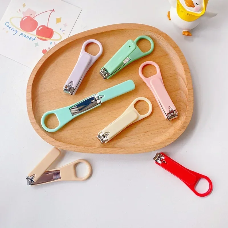 Korean INS Fashion Macaron Color Nail Clippers Cutter Baby Nail Care Nail Trimmer Household Kids Girls Folding Nails Scissors