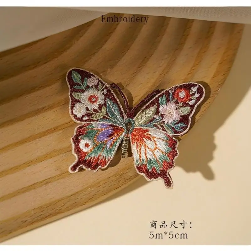 Vintage Blumen-Schmetterling-Stickerei Aufbügelbare Patches Niedliche Wärmeübertragungs-Applikation für DIY-Kleidung Jacken Dekoration Einfach Anzubringen – Detail 10