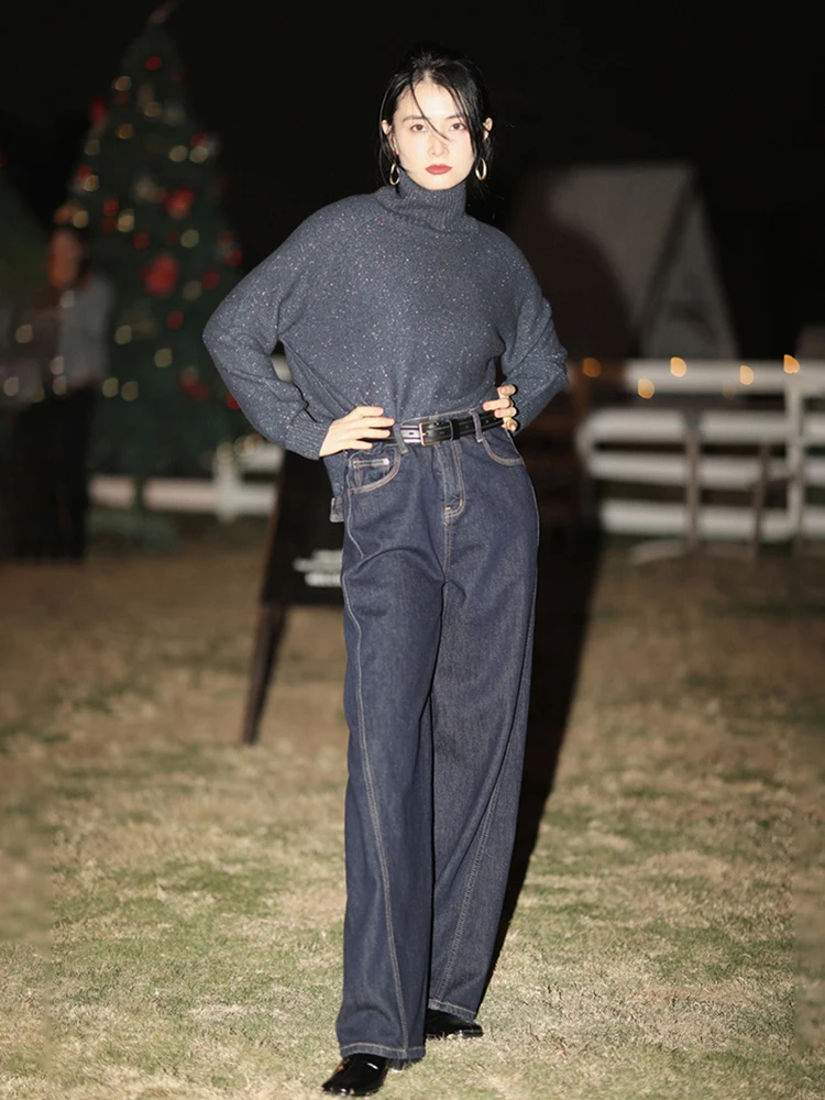 

Джинсы Deep Blue с прямыми штанинами, эффект удлинения ног, очень большой размер, бренд SayFir, джинсы с высокой талией, синие джинсовые брюки.