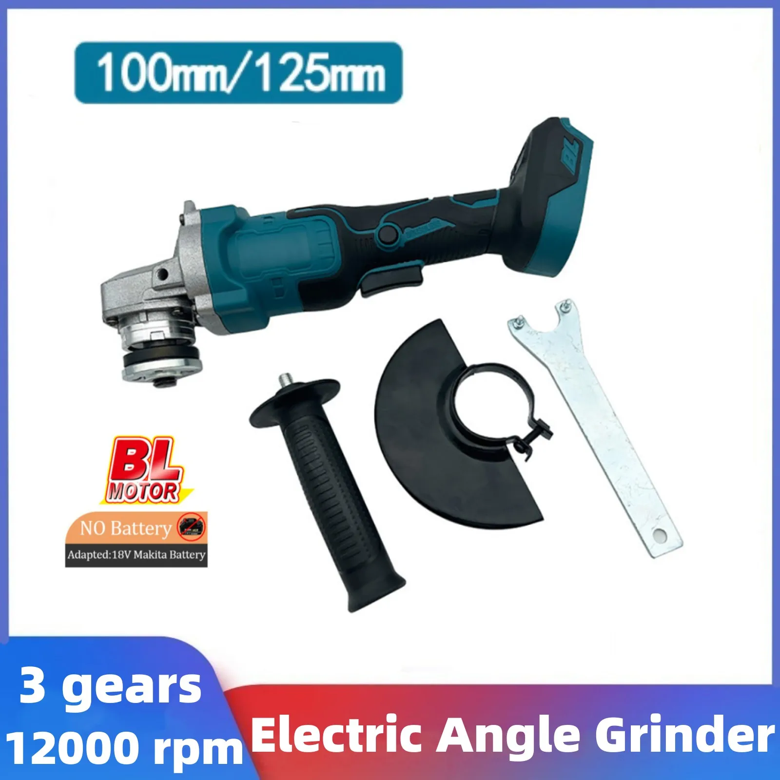 100mm/125mm Brushless Angle Grinder Electric Cutting Handheld Rechargeable Grinder for Makita Battery Angle Grinder Accessories