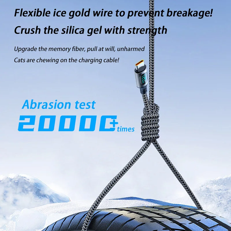 1 متر/2 متر 120 واط شحن سريع للغاية نوع C كابل يو اس بي LED شاشة ديجيتال شحن سريع سلك بيانات آيفون سامسونج ريدمي هواوي 2026 #4