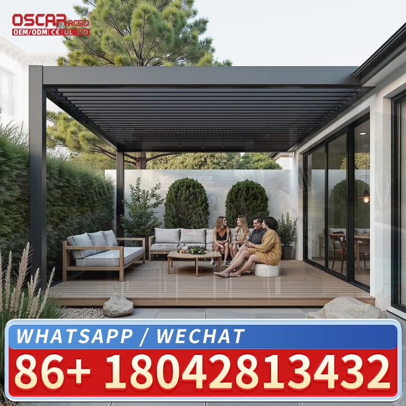 Modern Bioclimatica Motorized Louvre Roof Kits Outdoor Aluminium Louvered Bioclimatic Pergola for Garden and Patio pergola