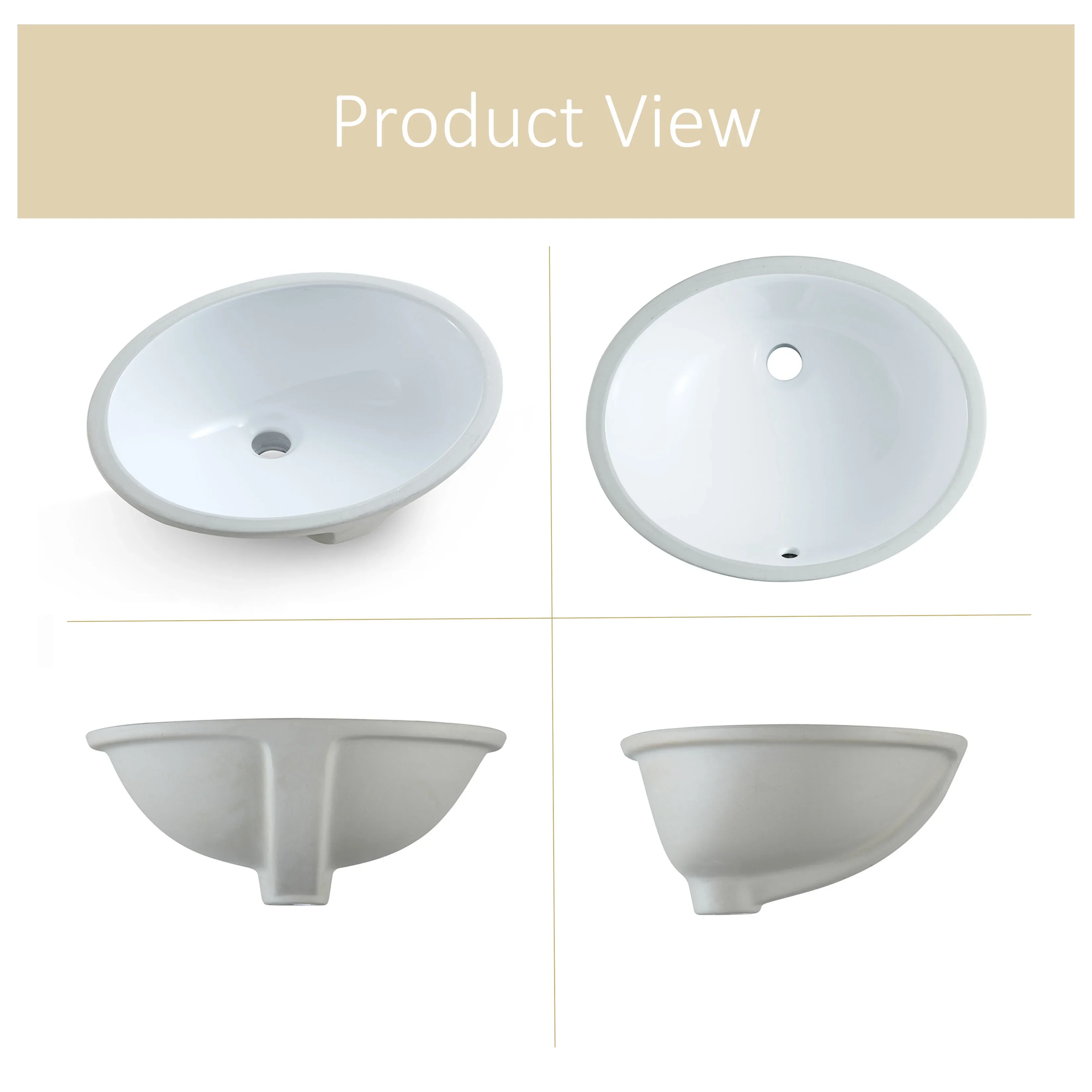 MEJE Undermount Oval Bathroom Sink, Ceramic White Vanity Top Sink With Overflow