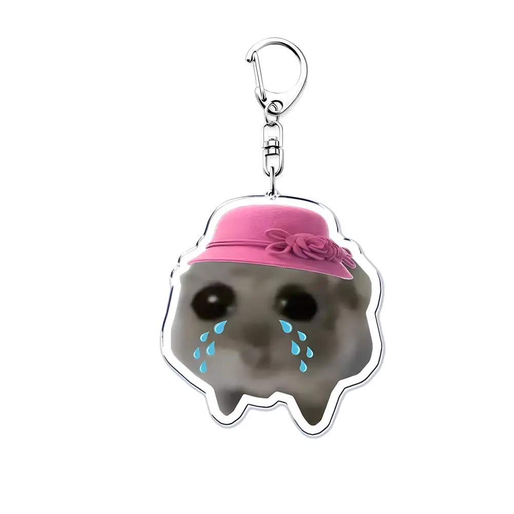 Popular Funny Meme I Am Just A Girl Sad Hamster Key Chain Keychains For Accessories Bag Pendant Keyring Jewelry Fans Gifts