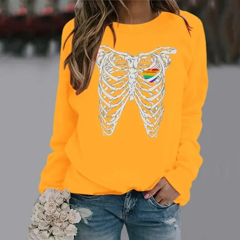 New Women's Clothing Long Sleeve Pullover Hoodie 3D Printed Skull Frame Funny Pattern Hoodie Sweatshirt  Streetwear Women