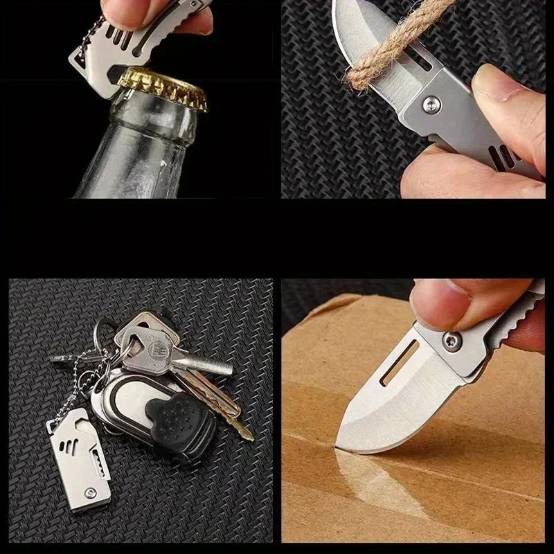 Cannon Portable Sharp Mini Folding Knife Stainless Steel Unboxing Cutting Knife D2 Steel Key Hanging Chain